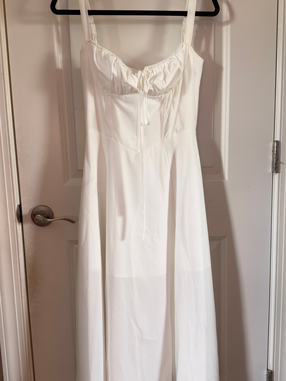 White Spaghetti Strap Maxi Dress with Tie-Front Bodice